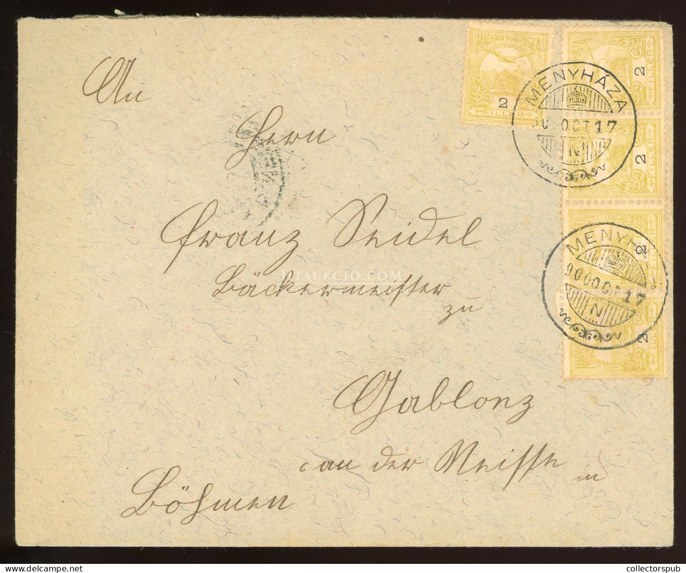 MENYHÁZA 1900 Levél 5*2f, Szép  Bélyegzéssel Ausztriába - Briefe U. Dokumente