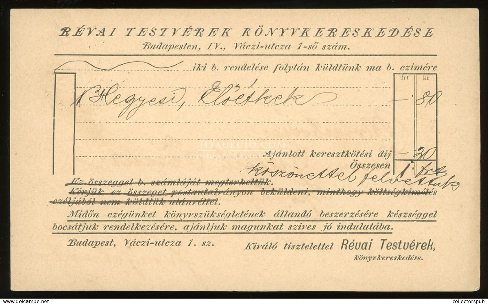 BUDAPEST 1890. Révai Testvérek Könyvkereskedés Díjjegyes Levlap Németországba - Covers & Documents