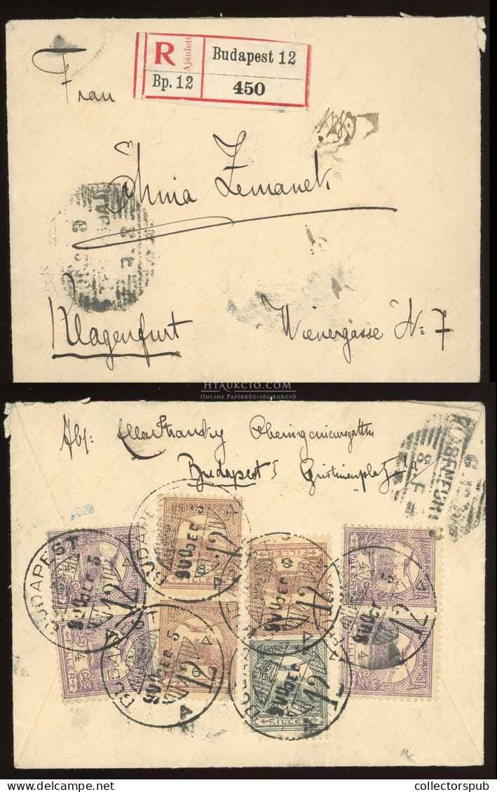 BUDAPEST 1900. Ajánlott Levél Nyolcbélyeges Bérmentesítéssel Klagenfurtba - Cartas & Documentos