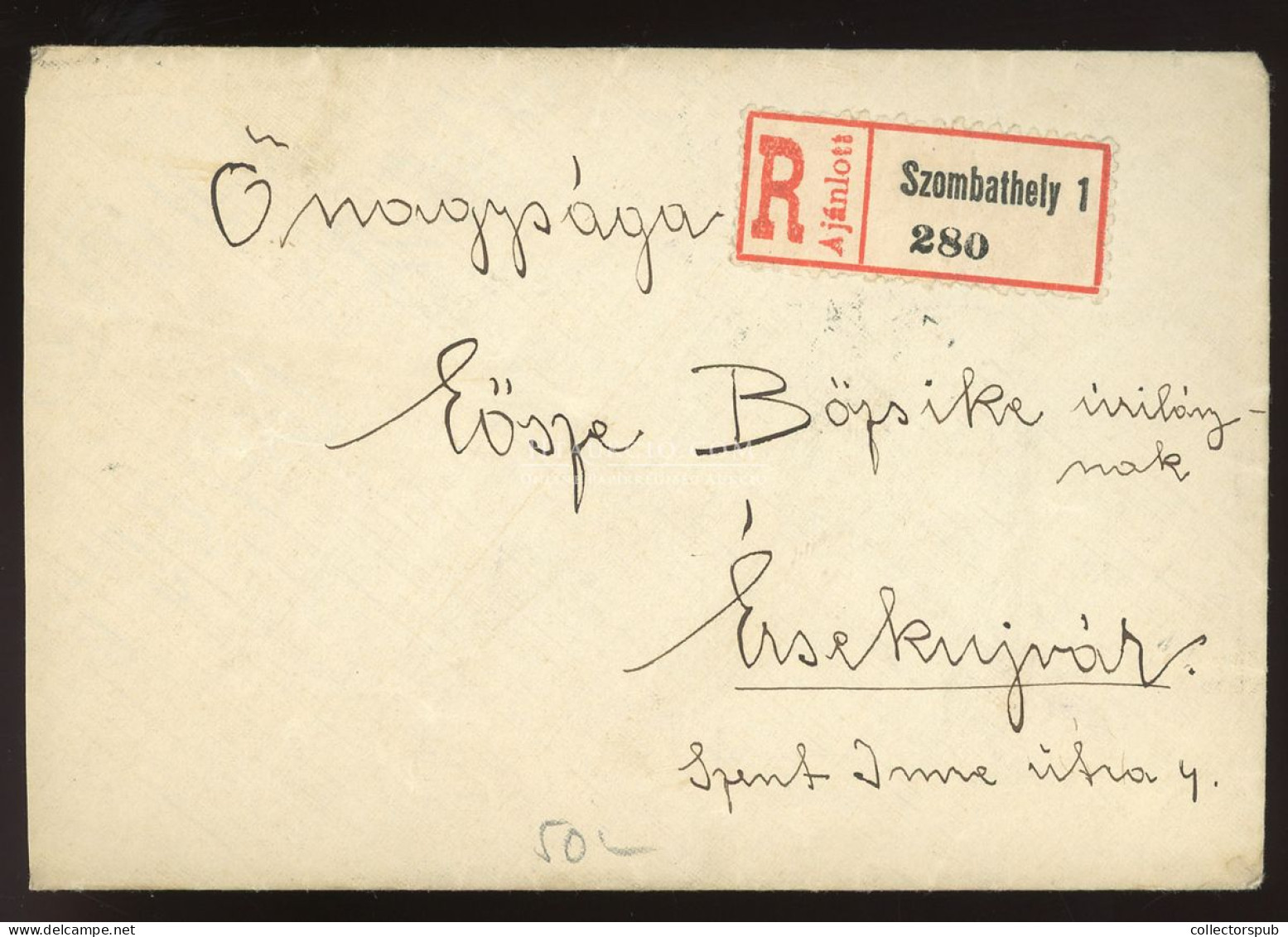 SZOMBATHELY 1917. Ajánlott Levél Érsekújvárra Szép VH-s Levélzáróval - Lettres & Documents