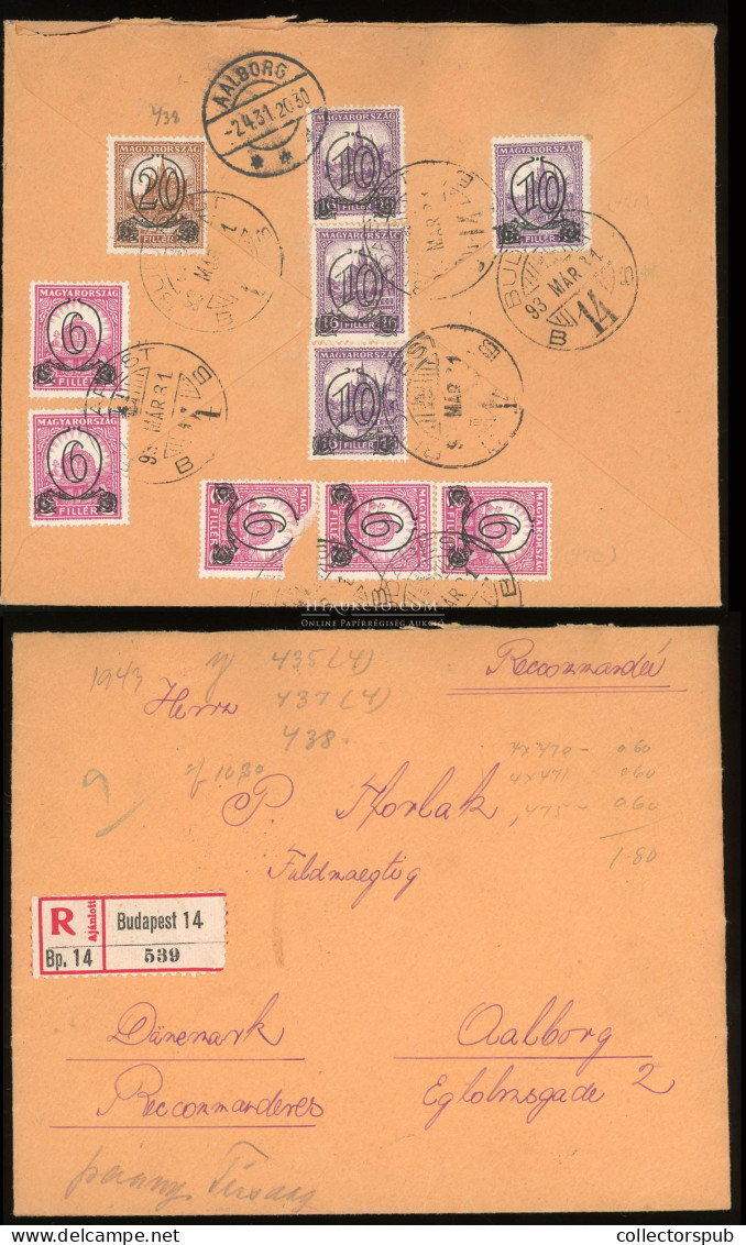 BUDAPEST 1931. Dekoratív Ajánlott Levél Kisegítő Bélyegekkel Dániába - Lettres & Documents