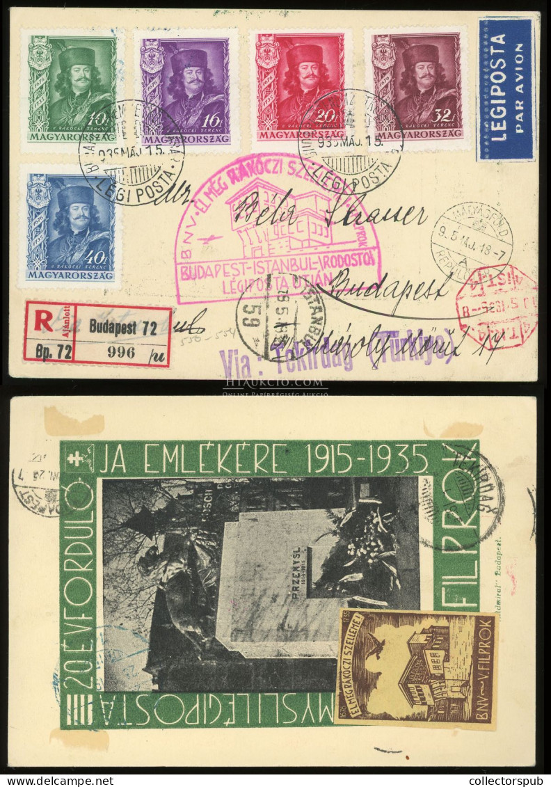 1935. Mátyásföld > Rodosto Dekoratív Alk. Légi Levlap A Rákóci Sorral - Covers & Documents