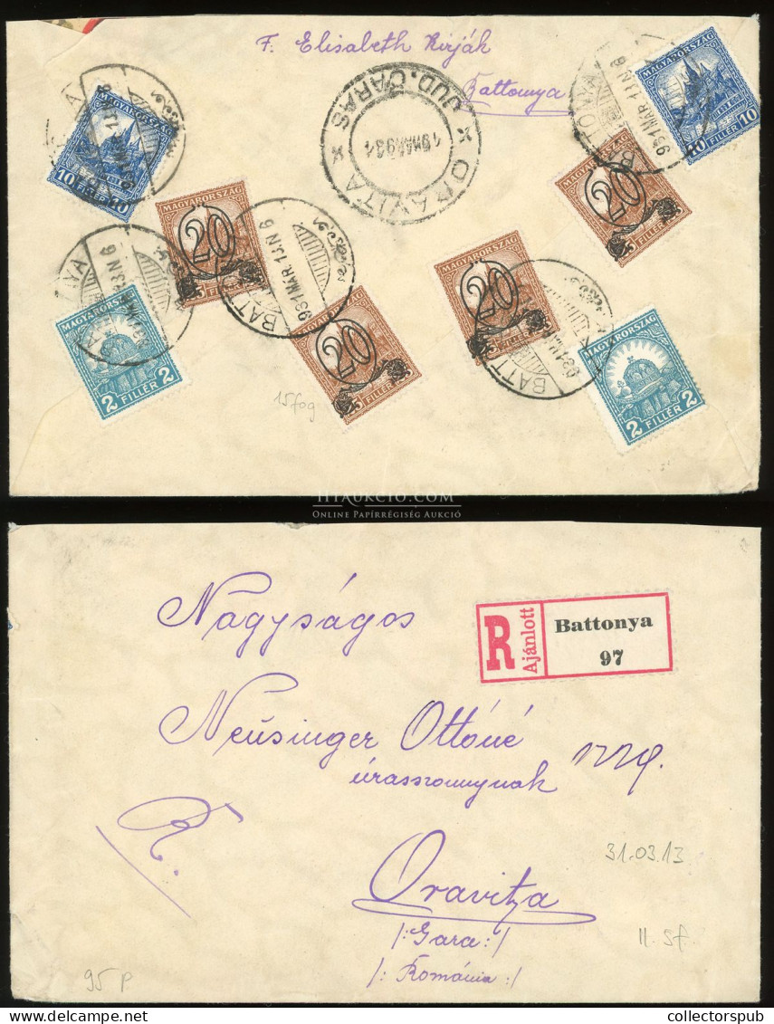 BATTONYA 1931. Dekoratív Ajánlott Levél Romániába - Covers & Documents