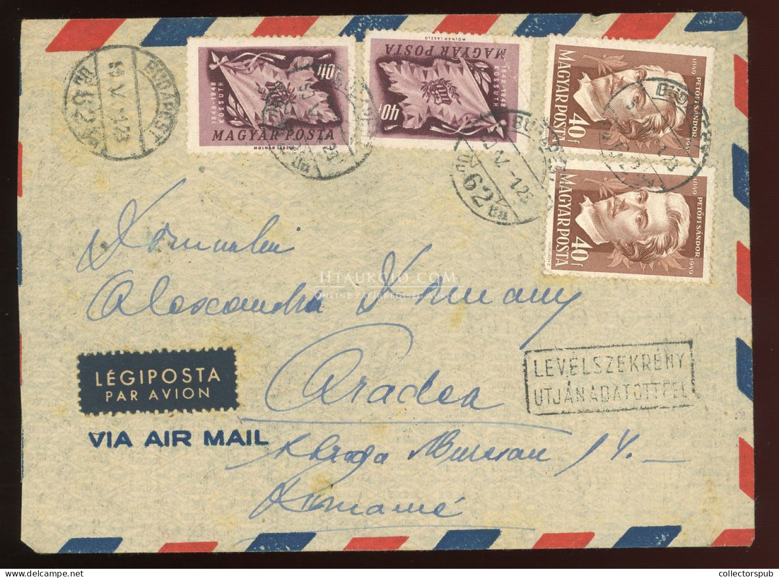 BUDAPEST 1950. Légi Levél 4*40f Azonos Címletű Vegyes Bérmentesítéssel Romániába - Covers & Documents