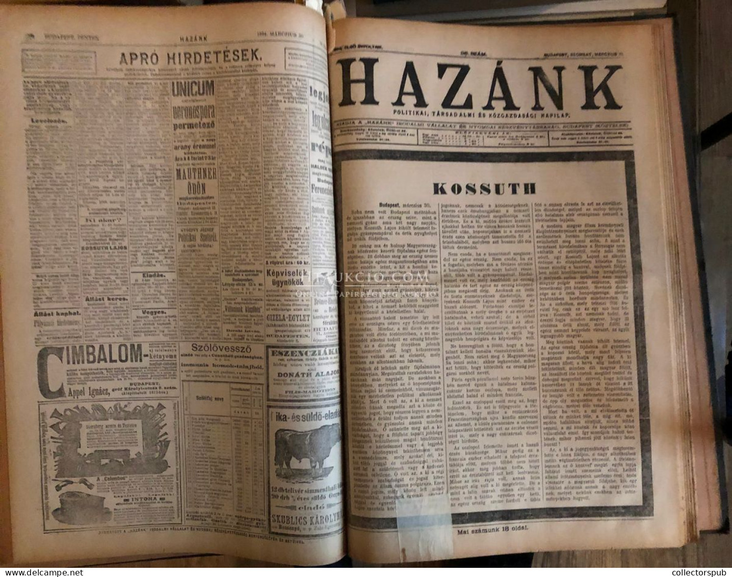 1894. HAZÁNK Napilap 1894. KOSSUTH Emlék-gyász Számok Bekötve! (13 Szám, Mind Kossuth Címlappal) Ritka és Szép Emlék! Jó - Alte Bücher