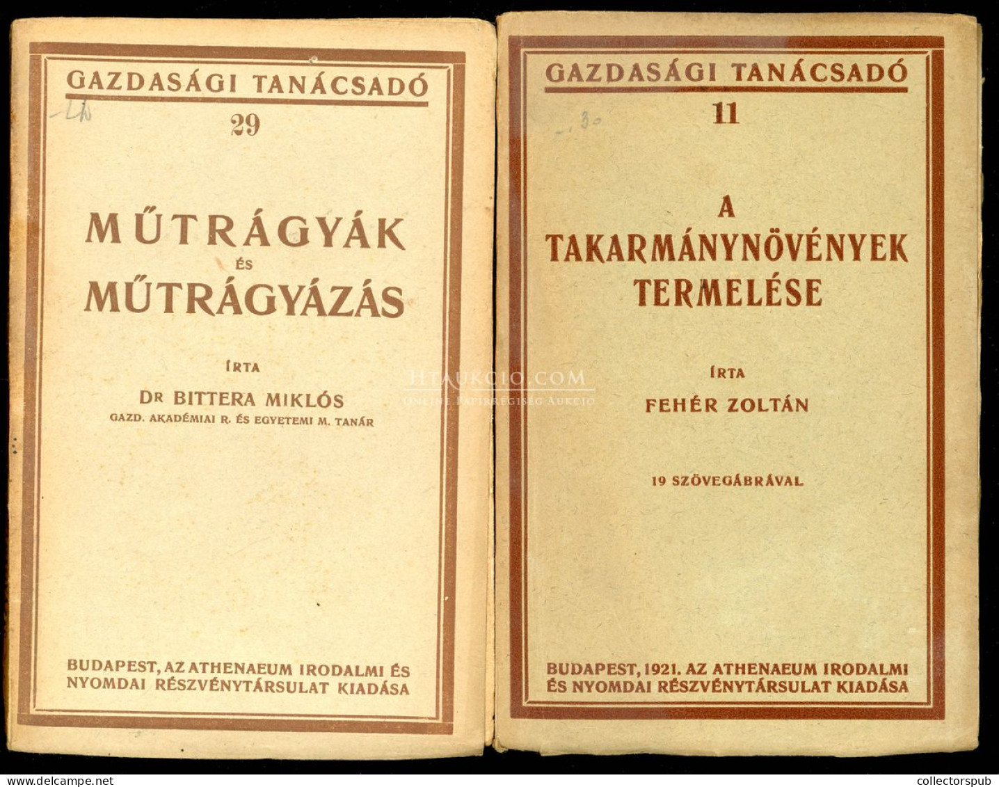 GAZDASÁGI TANÁCSADÓ, Takarmánynövények, Műtrágyázás 2db Szakkönyv Jó állapotban! 1921. - Old Books