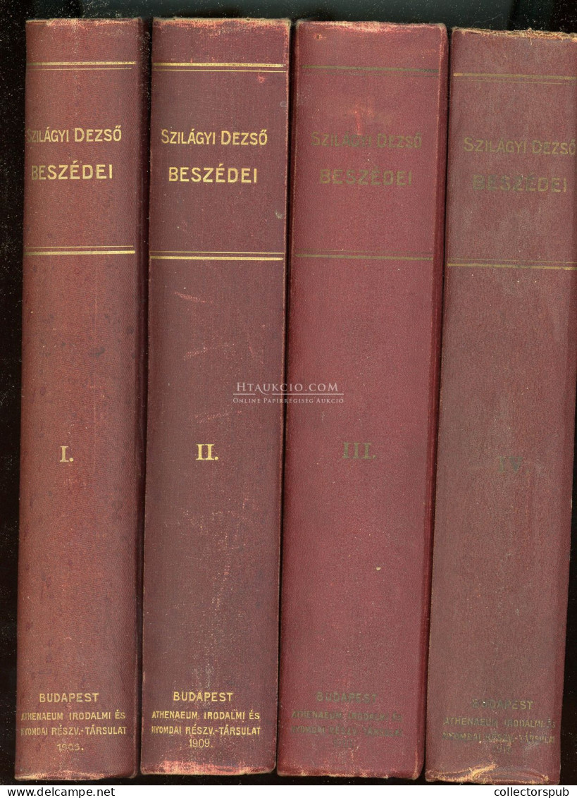 SZILÁGYI DEZSŐ: I-IV. Kötet (teljes) , Bp. 1906-1913. Athenaeum. 1 T. XX, 428 P.; XV, 480 P.; XII, 490 P.; XII, 386 P. J - Libros Antiguos Y De Colección