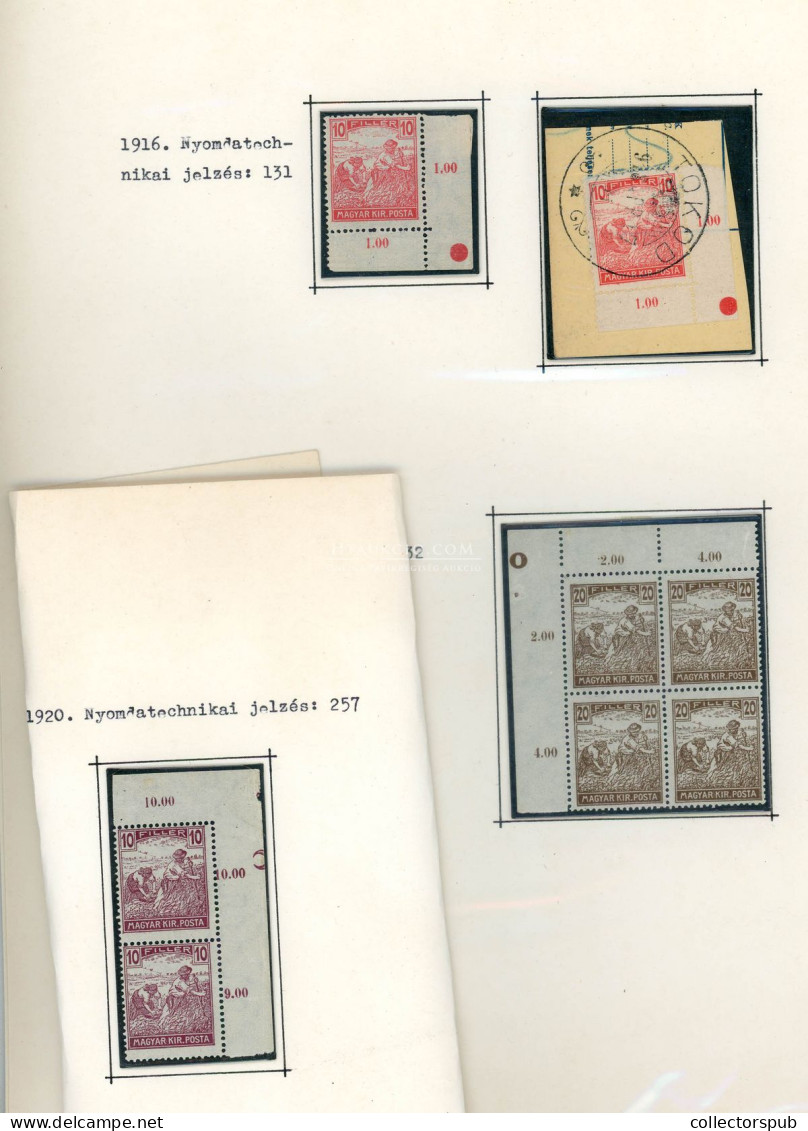 NYOMDATECHNIKAI JELZÉSEK 1916-20albumlapokon, Kis Tétel - Covers & Documents