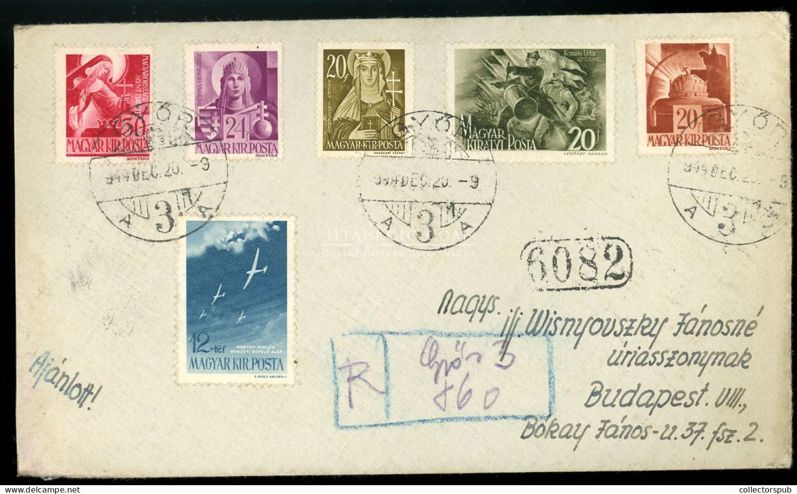 GYŐR 1944. Szükség Ragjegyes Ajánlott Levél , Számbélyegzéssel Budapestre Küldve, érdekes Bérmentesítéssel ( Visnyovszki - Covers & Documents