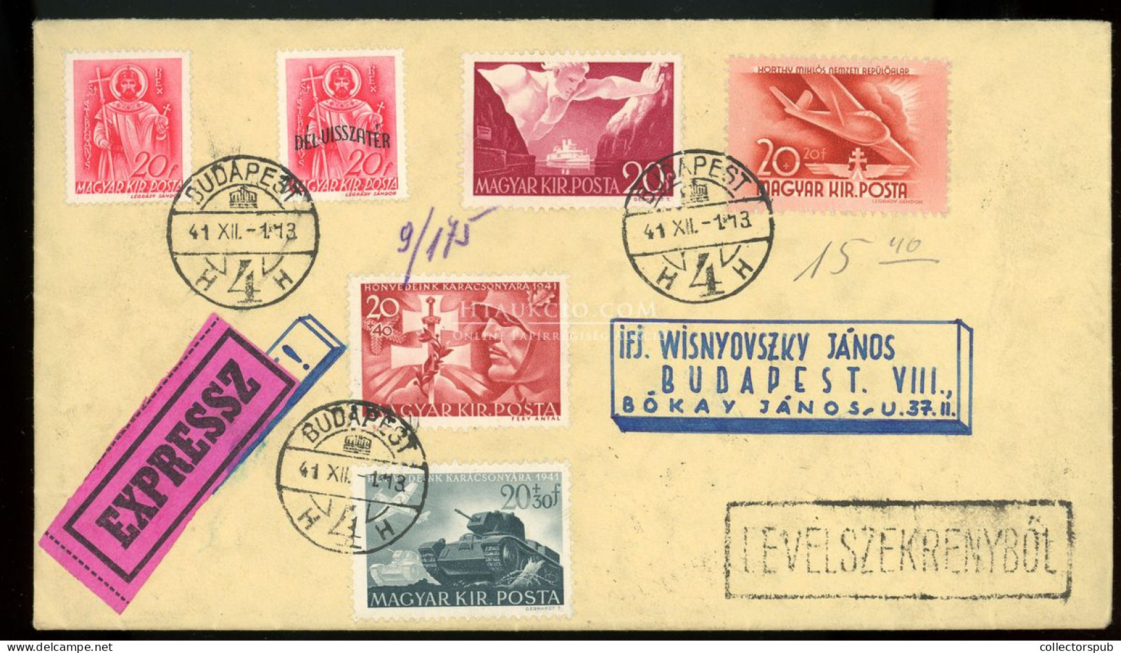 BUDAPEST 1941. Helyi Expressz Levél 6 Féle 20f-sel!!, Hátoldali Levélzárókkal MME! - Covers & Documents