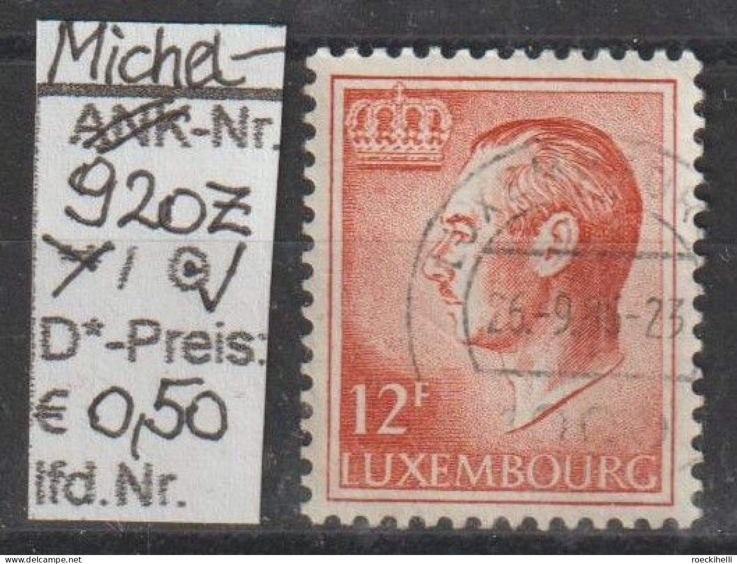 1975 - LUXEMBURG - FM/DM "Großherzog Jean" 12 Fr Orangerot  - O Gestempelt - S.Scan (Lux 920zo) - 1965-91 Jean