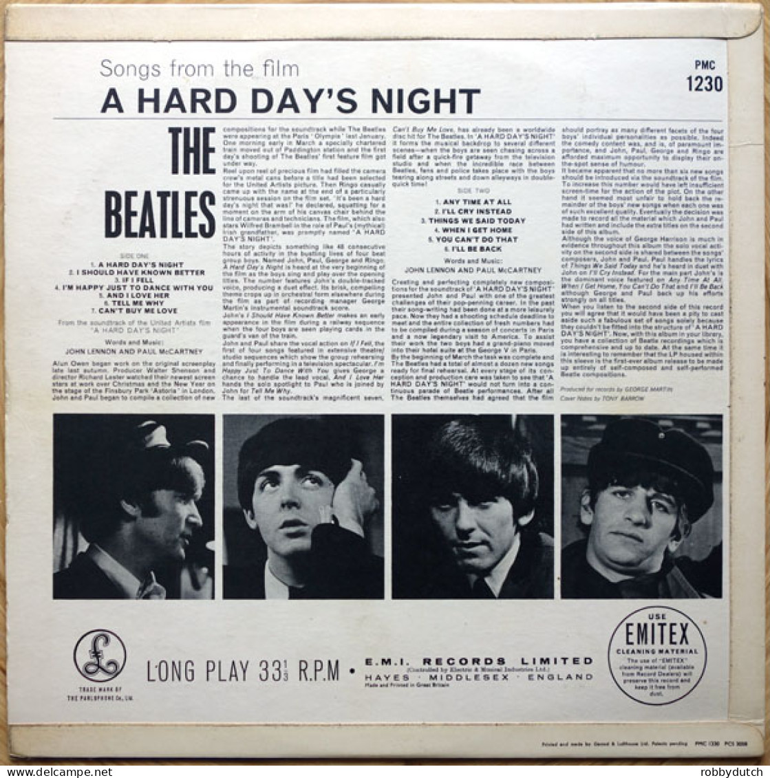 * LP *  THE BEATLES - A HARD DAY'S NIGHT (Holland 1964) - Musique De Films