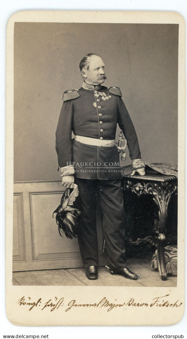 Generalmajor Baron Fritsch  Visit Fotó 1865-70. Dresden, Hanfstaengl - Guerra, Militares