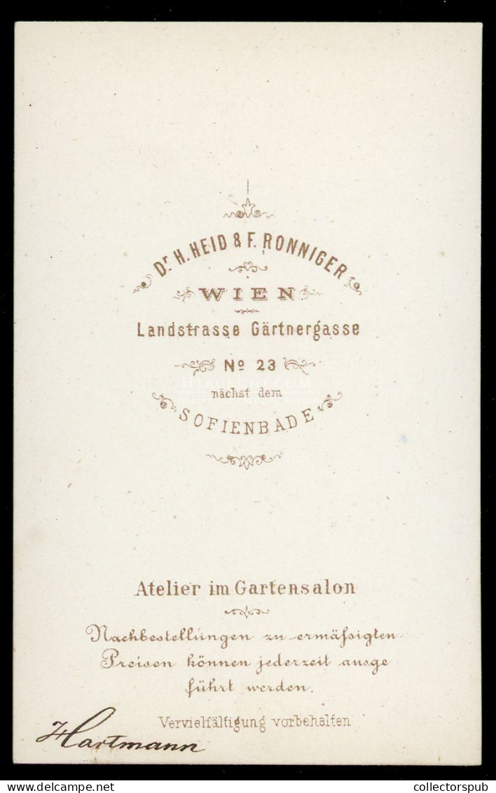 WIEN 1870. Ca. H.Heid & Ronniger : ERnst Hartmann Színész, Visit Fotó - Ancianas (antes De 1900)