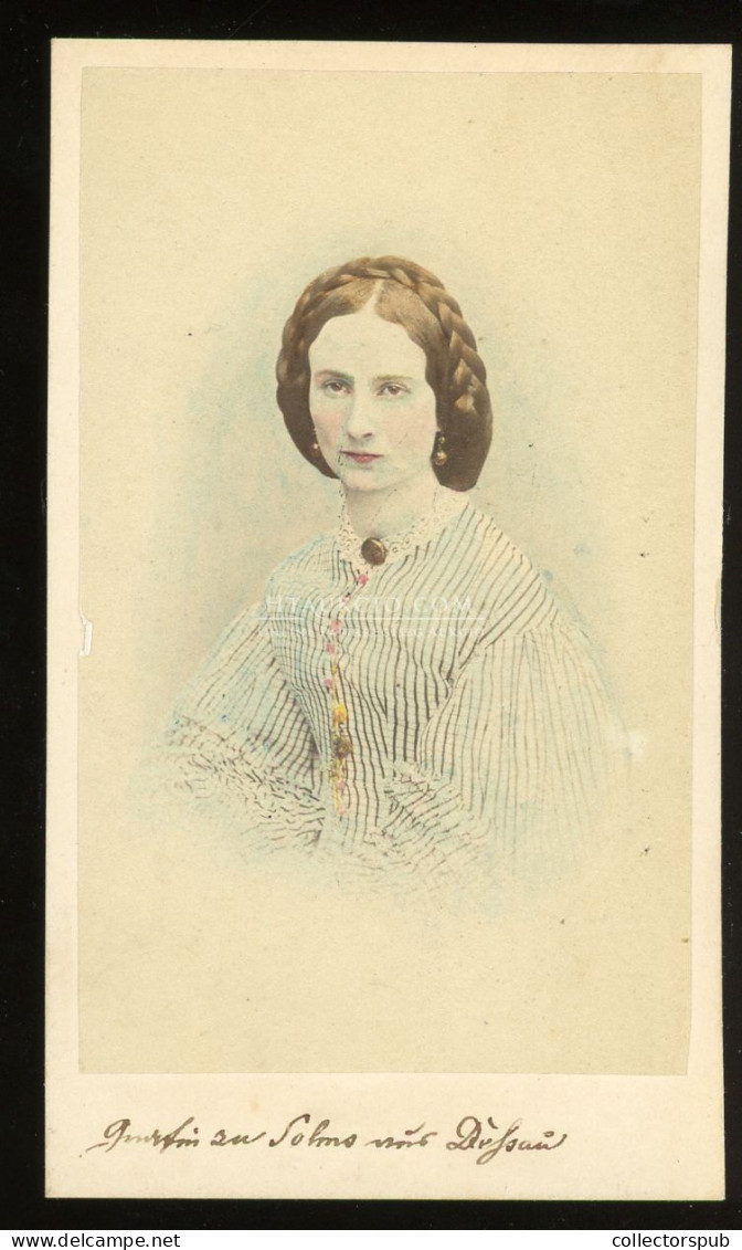 BORDEAUX 1865-70. L. Salomon : Hölgy, Színezett Visit Fotó ( álomszép) - Alte (vor 1900)