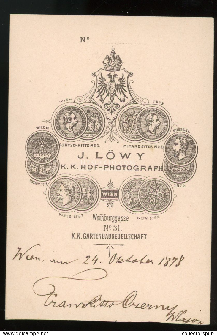 WIEN 1878. Löwy : Franz Ritter Von Czerny Vezérkari őrnagy A 25. Hadosztály Vezérkari Főnöke Bécsben, Visit Fotó - Guerre, Militaire