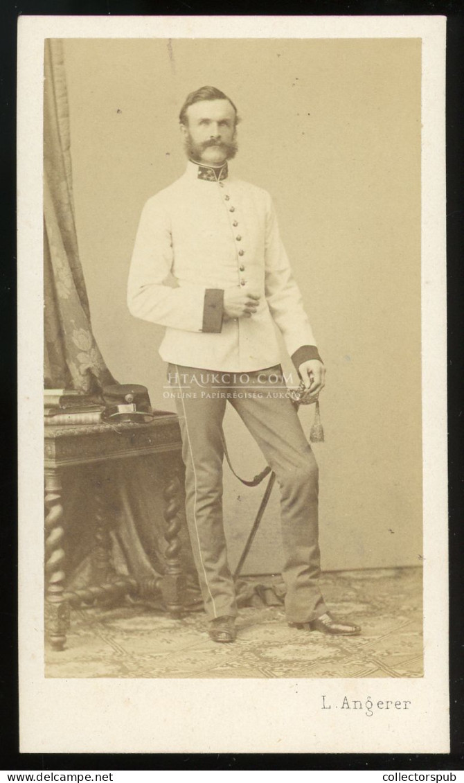 WIEN 1865. Ca. L. Angerer :  Katonatiszt, Visit Fotó - Guerra, Militares