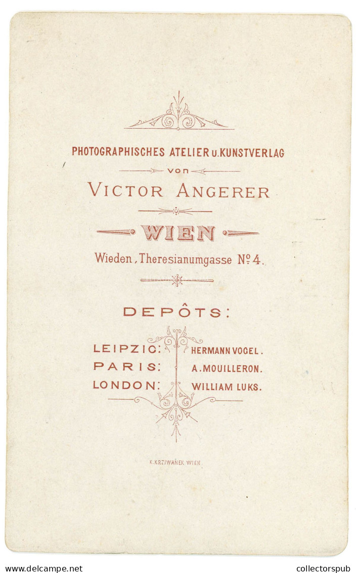 WIEN 1875-80. Victor Angerer : Férfi Cabinet Fotó - Anciennes (Av. 1900)