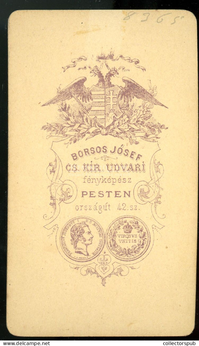 PEST 1870. Ca. Borsos : Férfi, Visit Fotó - Anciennes (Av. 1900)