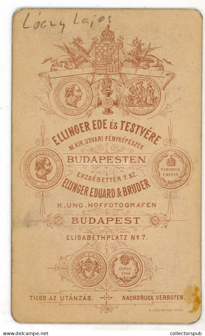 BUDAPEST Ellinger : Lóczy Lajos 1849-1920. Geológus, Geográfus, Utazó, Visit Fotó - Anciennes (Av. 1900)