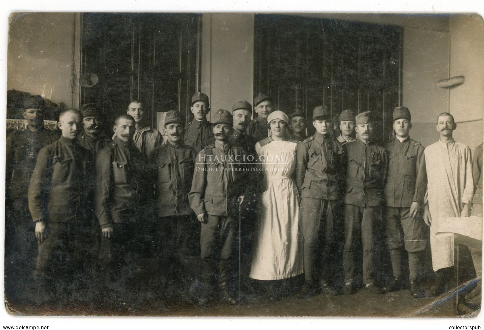 I. VH 1917. Budapest, Az Andrássy úti Hadikórház Lakói, Fotós Képeslap - Krieg, Militär