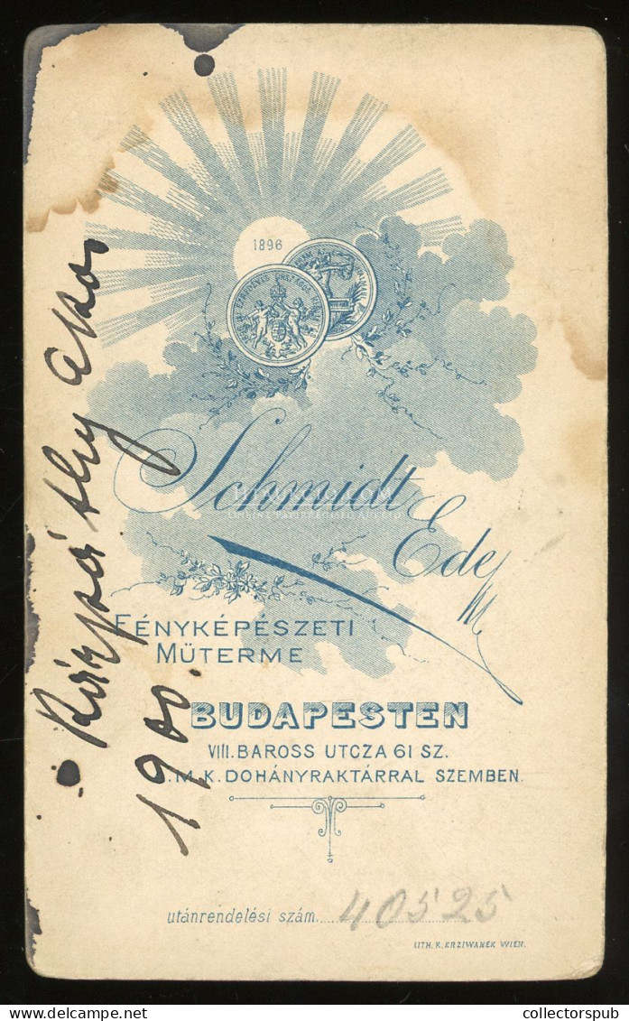 BUDAPEST 1900. Schmidt : Kárpáthy Ákos, ( Kárpáthy Kamilló Testvére) Későbbi Tábornok, Hadnagyi Fotója - Krieg, Militär