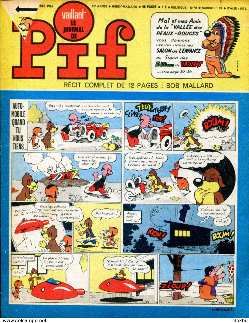 Vaillant Le Journal De Pif N°1120 - Récit Complet De Bob Mallard Et Puchon "La Peur Blanche" - Vaillant