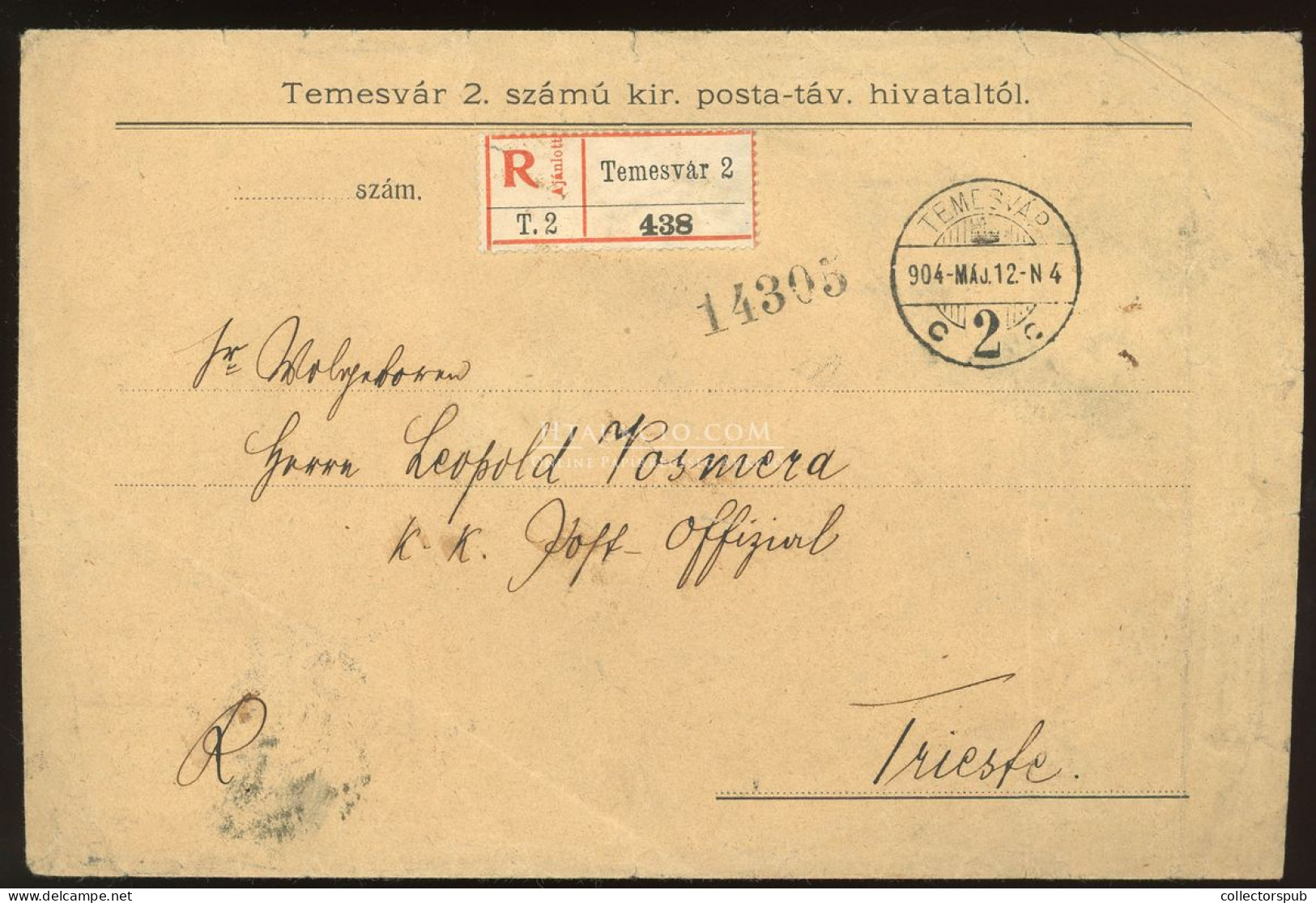 TEMESVÁR 1904. Ajánlott Levél 30f-es  15 Bélyeges Bérmentesítéssel Triestbe Küldve - Covers & Documents