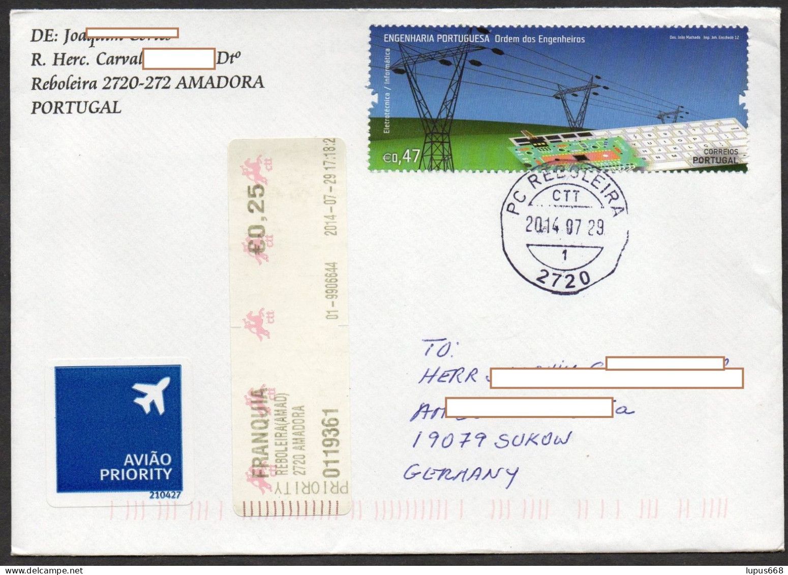 R Portugal 2012, 2014 MiNr. 3799 Verband Der Ingenieure: Elektrotechnik Auf Brief/ LetterR - Storia Postale