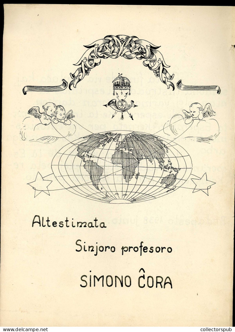 BUDAPEST 1938. Érdekes Eszperantó Dokumentum,Csóra Simon Eszperantista Részére, Sok Aláírással! - Other & Unclassified