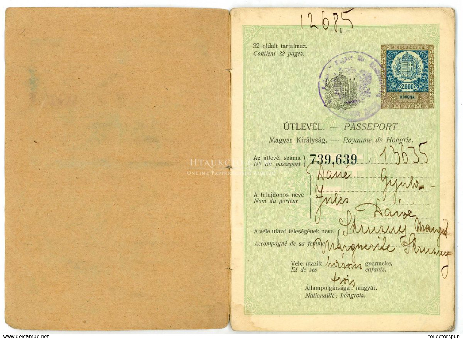 1928. Dáné Gyula Festő és Iparművész Részére Kiállított "családi"  útlevél - Other & Unclassified