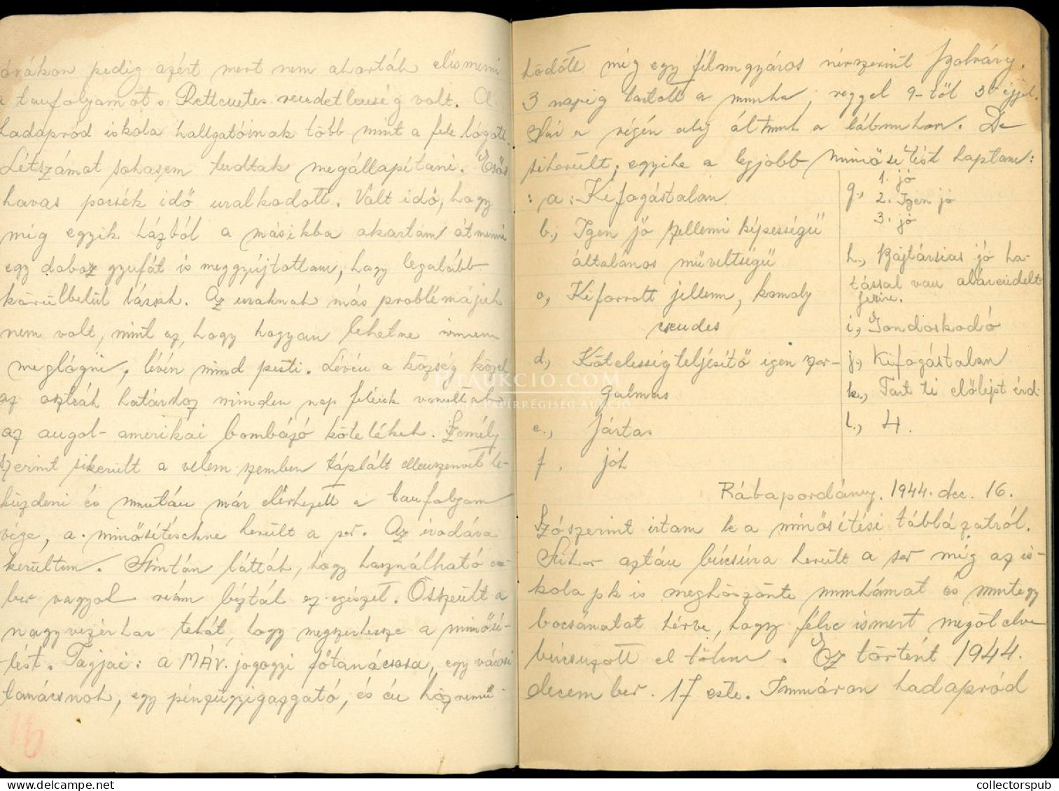 II.VH 1944. Békés József Oszvald Karpaszományos Szakaszvezető 23 Oldalas Nagyon érdekes Világháborús Naplója + 2db Dokum - Krieg, Militär