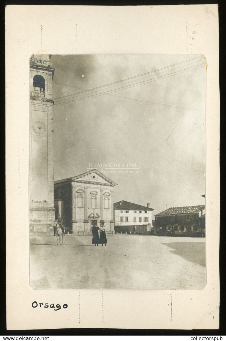 I. VH Olaszország, Orsago, Fotós Képeslap, Olsavszky Gyula, Debreceni 2. Honvéd Huszár Ezred Előnyomott Tábori Posta Lev - Otros & Sin Clasificación