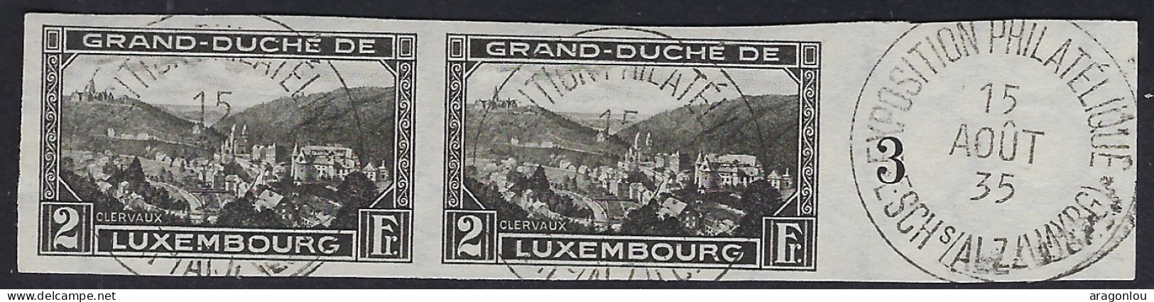 Luxembourg - Luxemburg - Timbre   --  1935   Clervaux  - Paire 2 Fr.    Cachet Exposition Philatélique , Esch/Alzette  ° - Usati