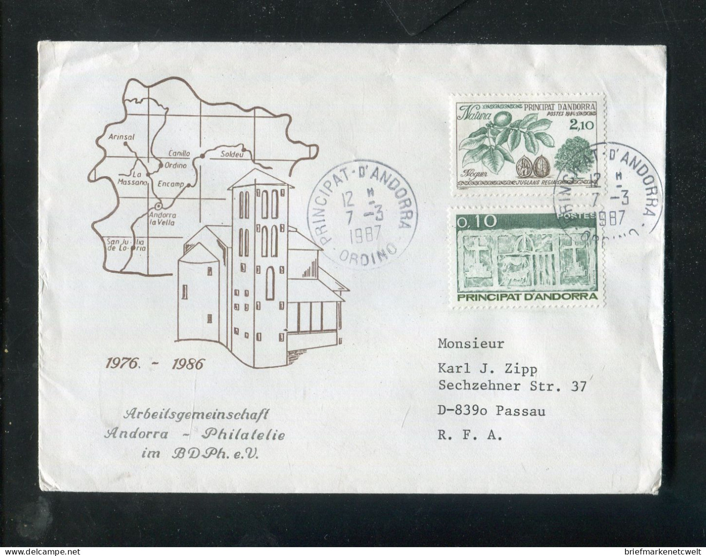 "ANDORRA (fr.)" 1987, Mi. 353 MiF Auf Brief Nach Passau (6032) - Covers & Documents