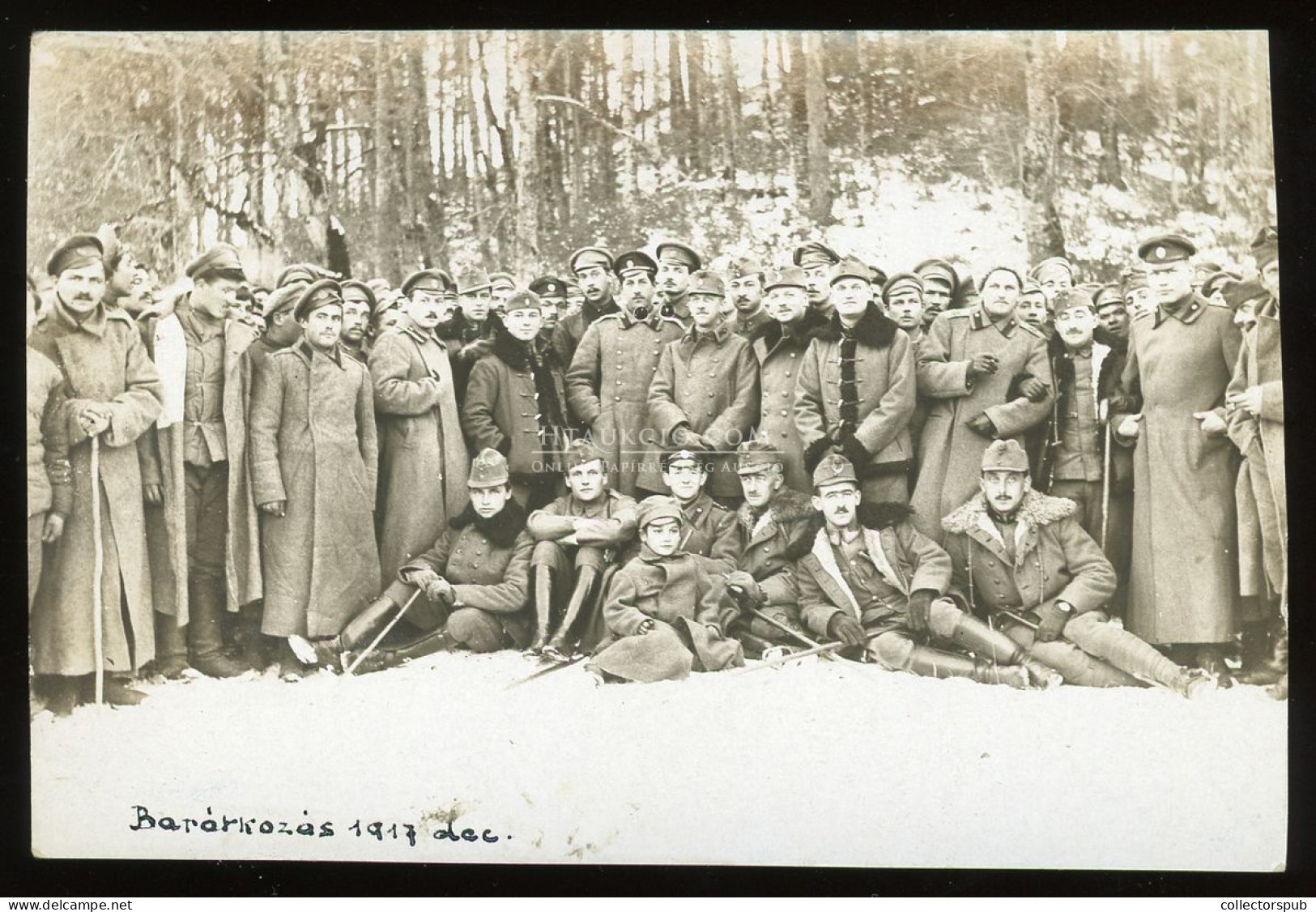 I.VH Bukovina, 1917. Katonák, Orosz-magyar Barátkozás,  érdekes Fotós Képeslap , Debreceni  2. Huszárezred. - Guerre, Militaire