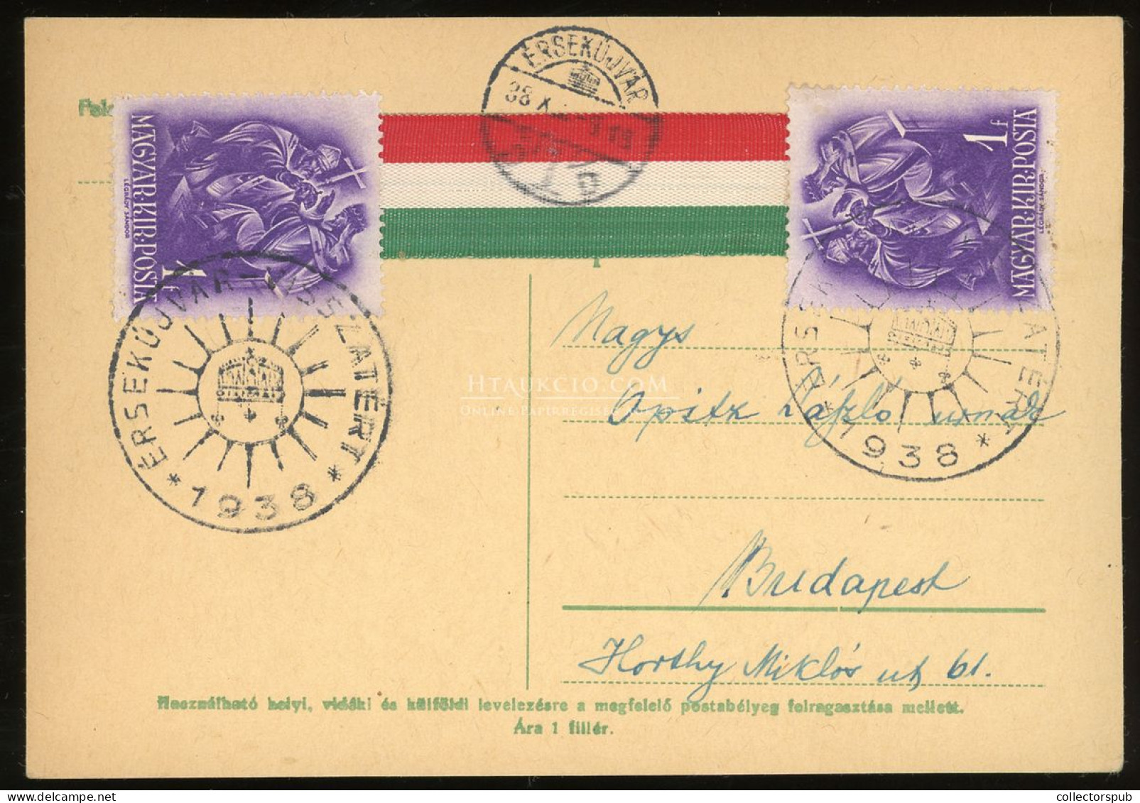 ÉRSEKÚJVÁR 1938. Visszatérés Szép Alk Levlap - Hongarije