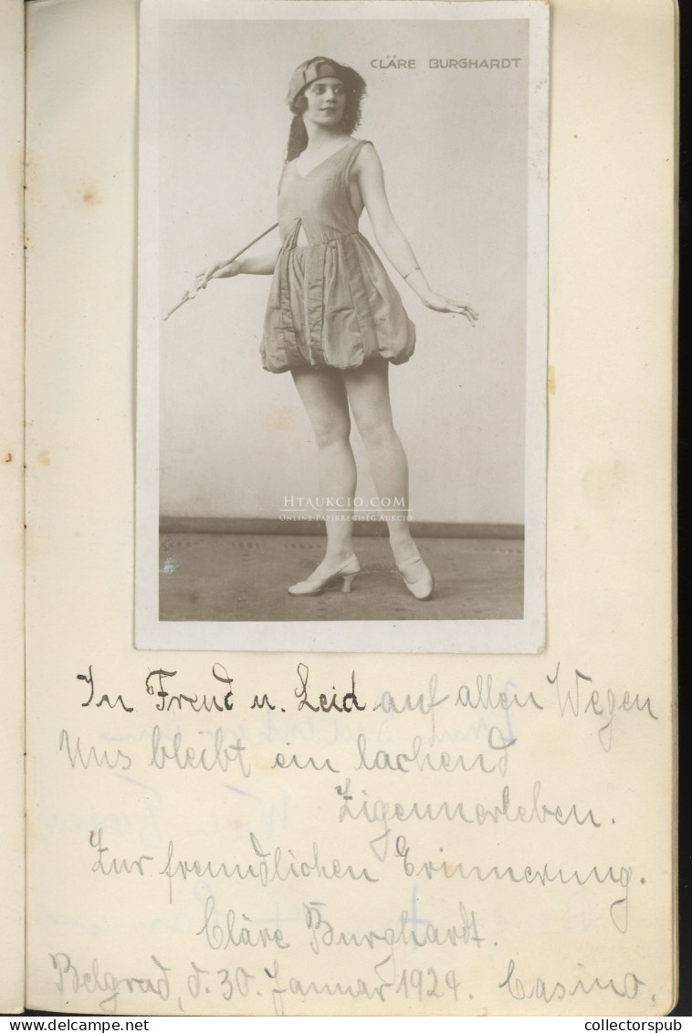 FENYŐ MIKLÓS (Friedmann Mór)  táncos , artista  emlékkönyve 1924-ből Szabaka, Belgrád és egyéb városokból, dedikált fotó