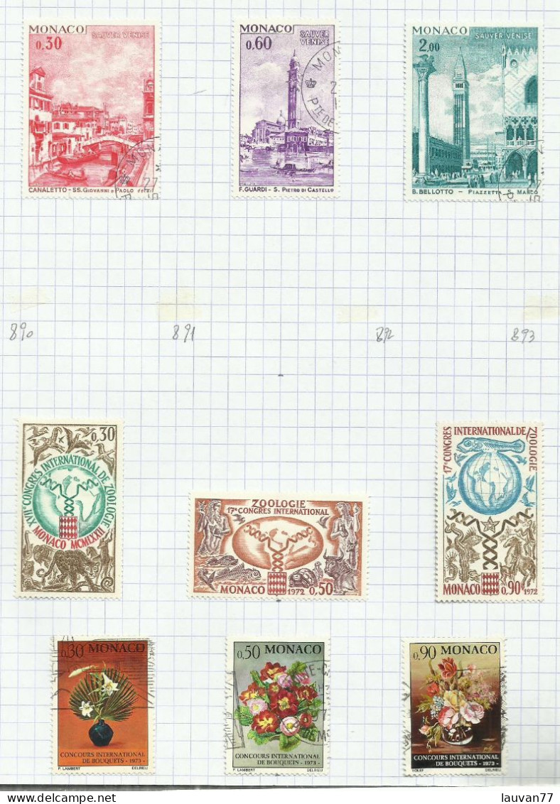 Monaco N°887 à 889, 894 à 899 Cote 6.30€ - Used Stamps