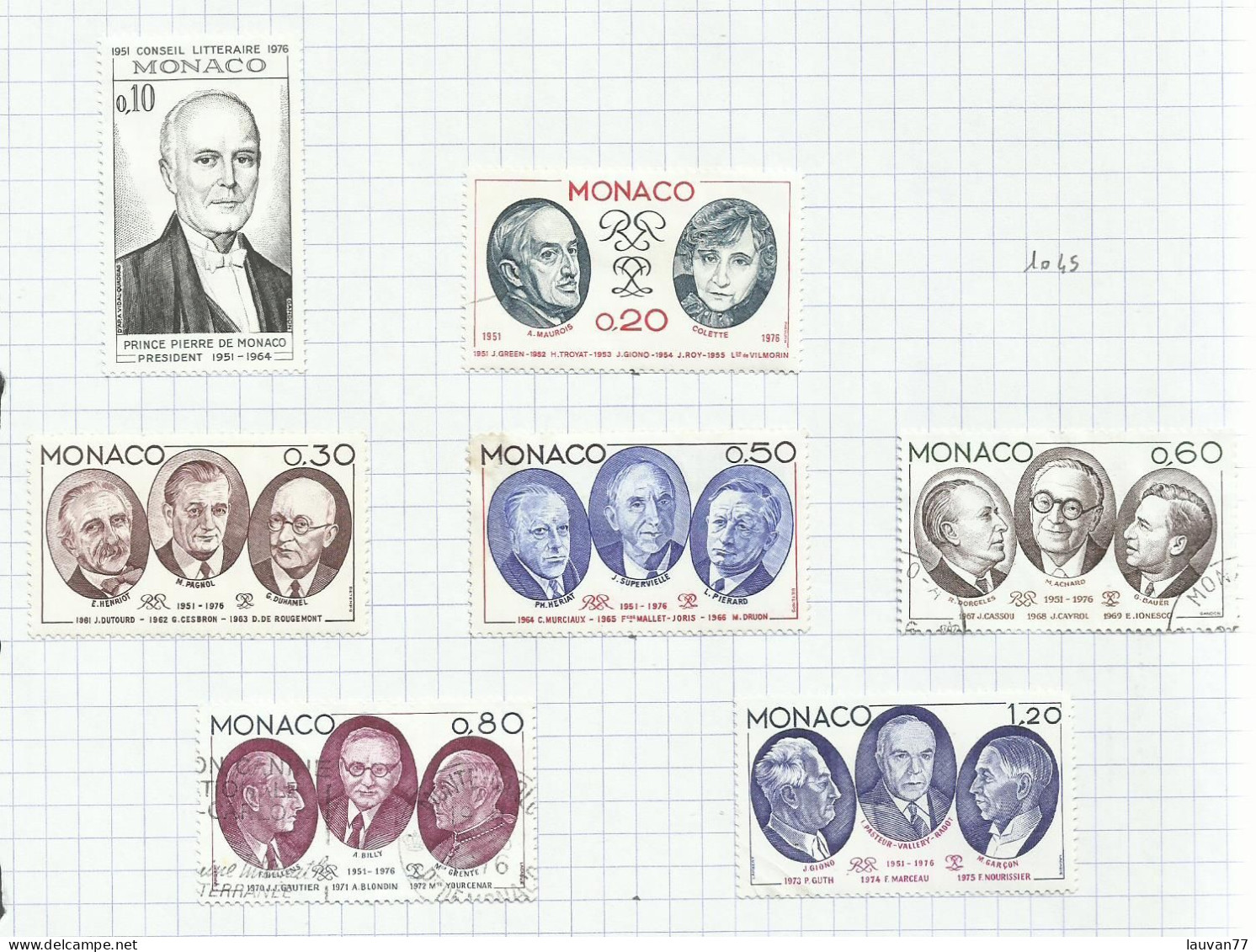 Monaco N°1043, 1044, 1046 à 1050 Cote 6.10€ - Used Stamps