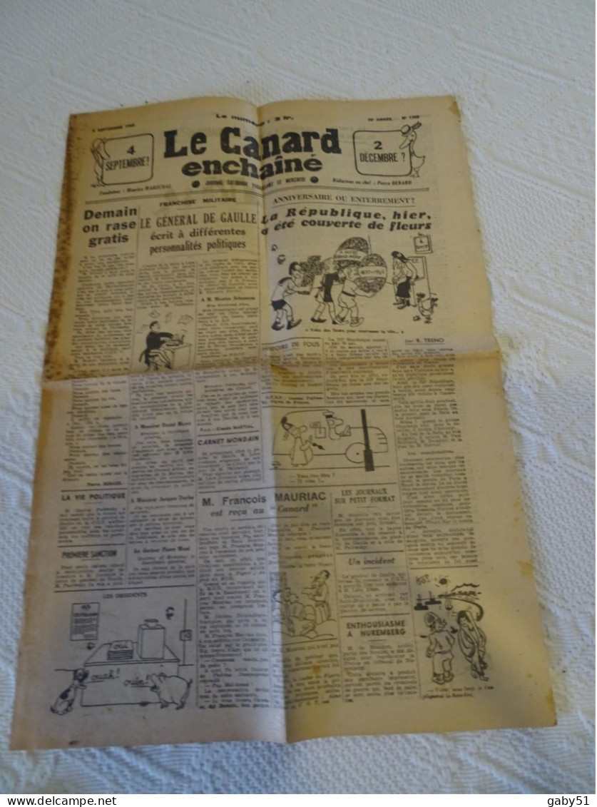 Le Canard Enchaîné 5 Septembre 1945, Suites Guerre 39-45 ; VP07 - Autres & Non Classés