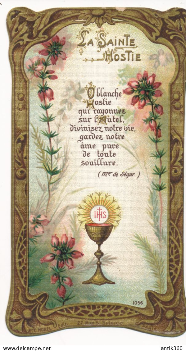 Image Pieuse Ancienne LA SAINTE HOSTIE Communion Art Nouveau Editeur Morel N°1056 - Images Religieuses