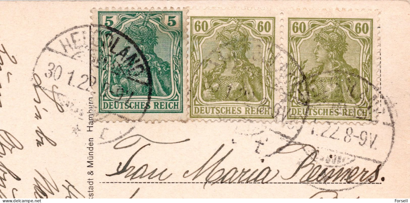 Insel Helgoland , Ober- Und Unterland (Gelaufen 1922, Frankiert Mit 1.25 Mark) - Helgoland