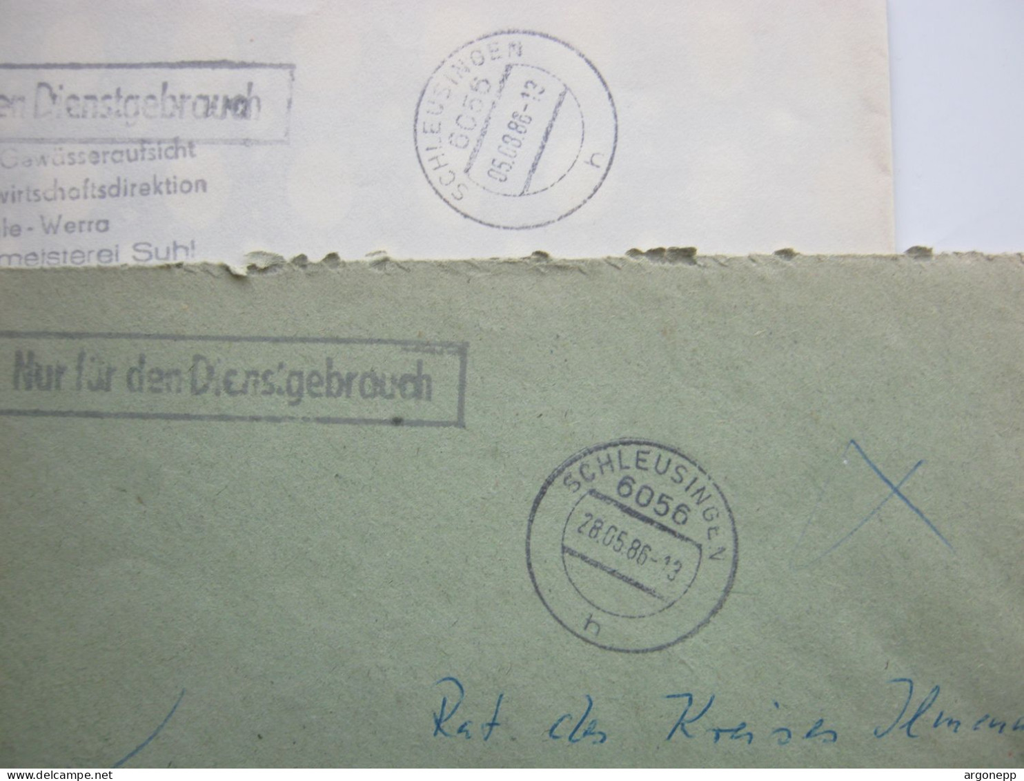 1986 , SCHLEUSINGEN , 2 Dienstbriefe - Lettres & Documents