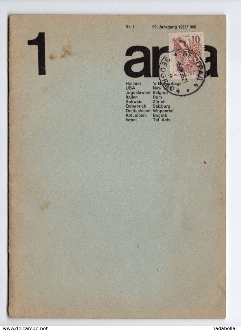 1965. YUGOSLAVIA,BELGRADE,ARTA,INTERNATIONAL GRAPHIC ART SOCIETY CATALOGUE SENT BY POST,10 DIN. STAMP USED,38 PAGES - Briefe U. Dokumente