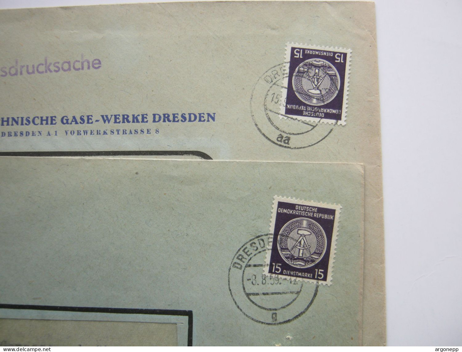 DRESDEN , 2 Dienstbriefe 1959/60 Mit Zirkelmarken - Covers & Documents