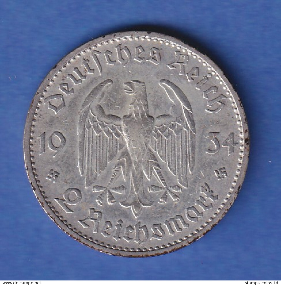 2-Reichsmark Silbermünze Garnisonkirche Mit Datum 21. März 1933 1934 J - 5 Reichsmark