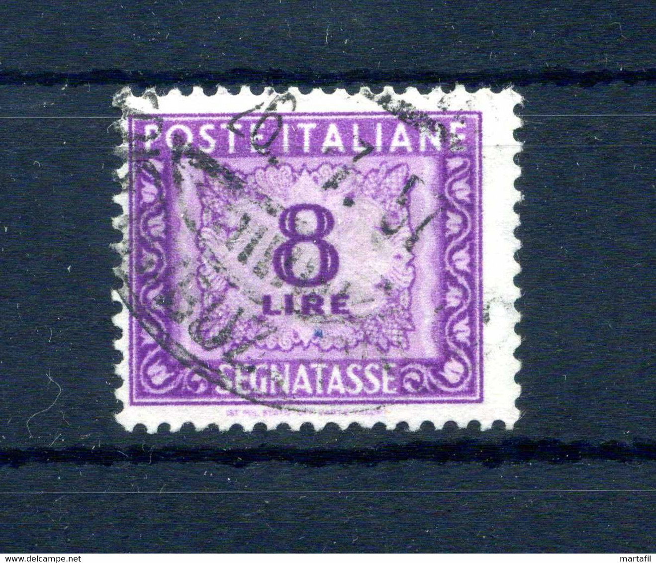 1947-54 ITALIA SEGNATASSE Tasse Tax N.103 8 Lire USATO Filigrana Ruota - Portomarken