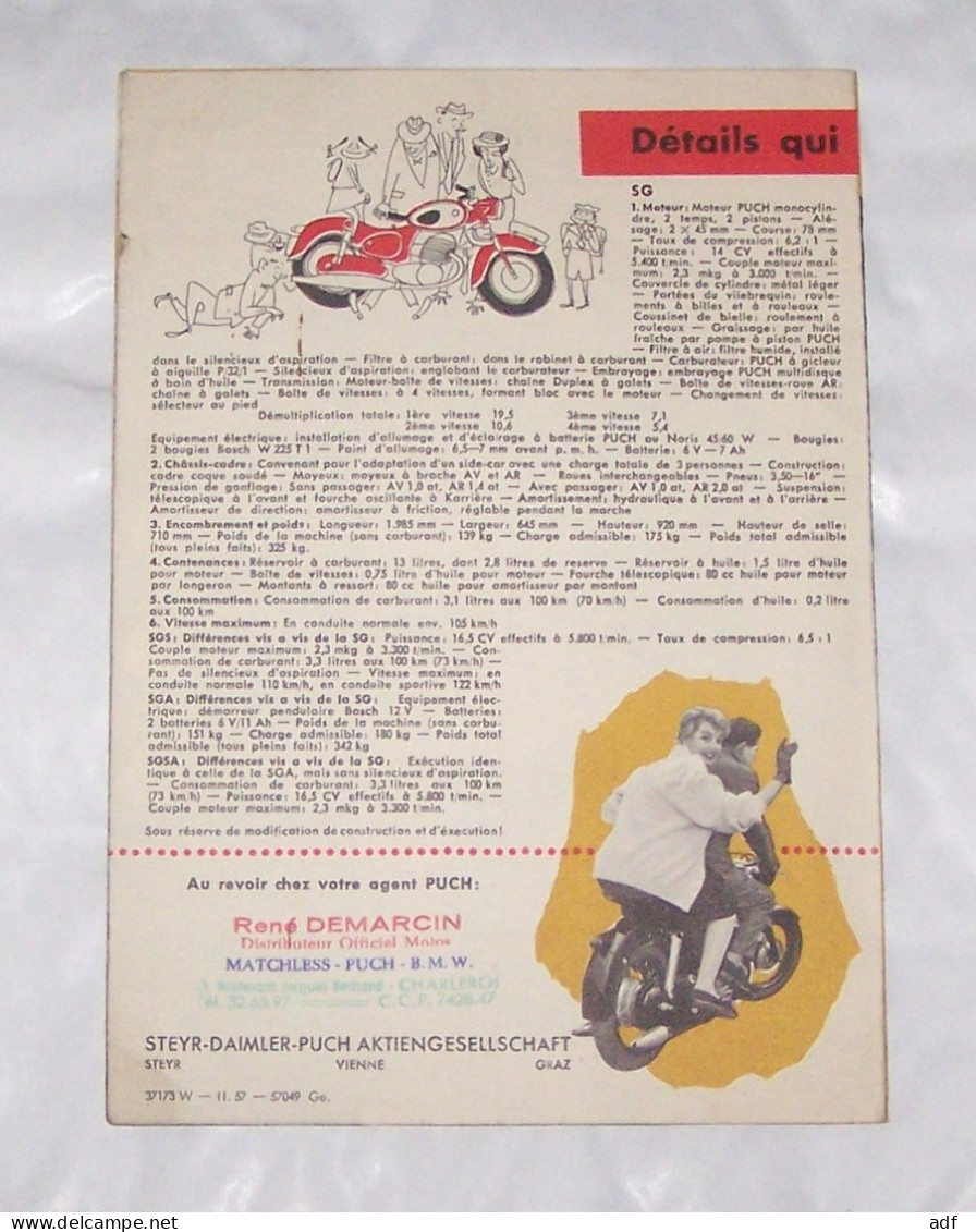 DEPLIANT PUB PUBLICITAIRE MOTO PUCH SG, SGA, SGS, SGSA, MOTOCYCLETTE, MOTOS, MOTOCYCLETTES - Moto