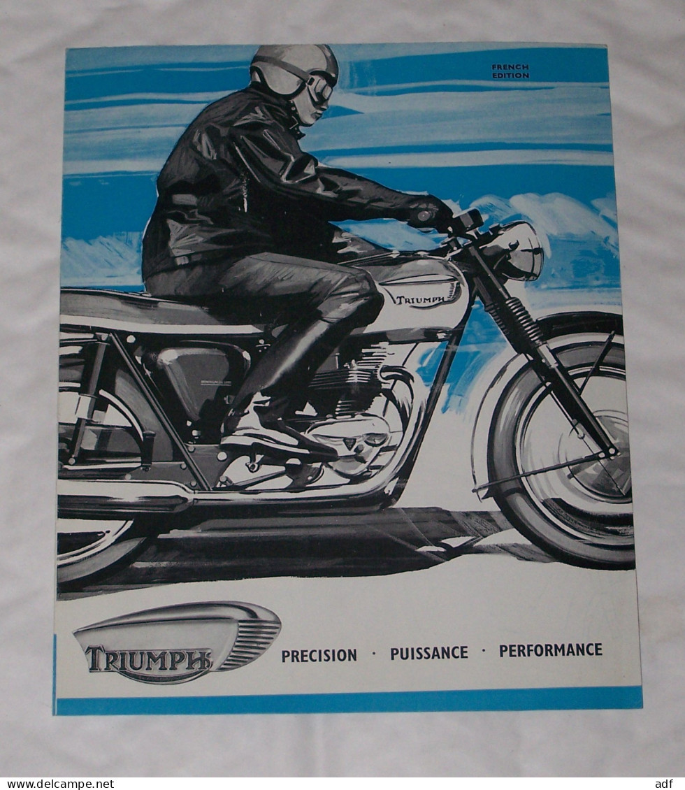 DEPLIANT PUB PUBLICITAIRE MOTO TRIUMPH BONNEVILLE T120, TROPHY TR6, TIGER 90, CUB, MOUNTAIN, MOTOS, MOTOCYCLETTES - Motor Bikes